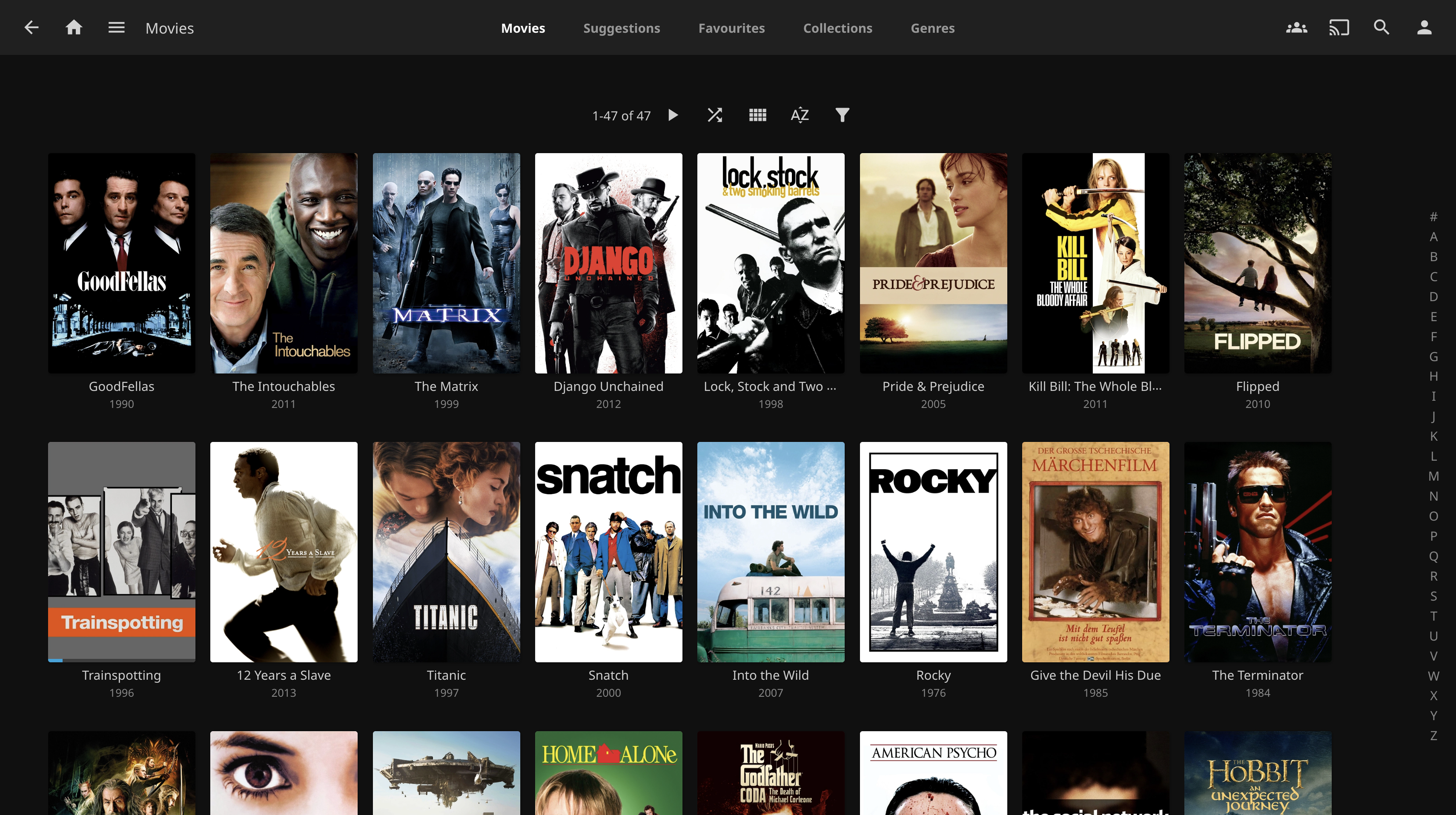 Jellyfin media server showing movie collection
